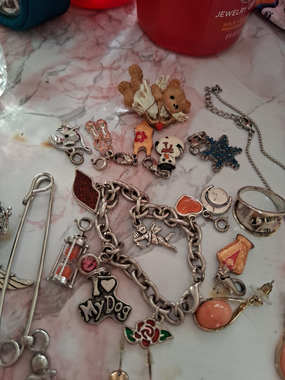 Silver Tone Mixed Jewelry Collection - Assorted Charms and Necklaces - Picture 8 of 12